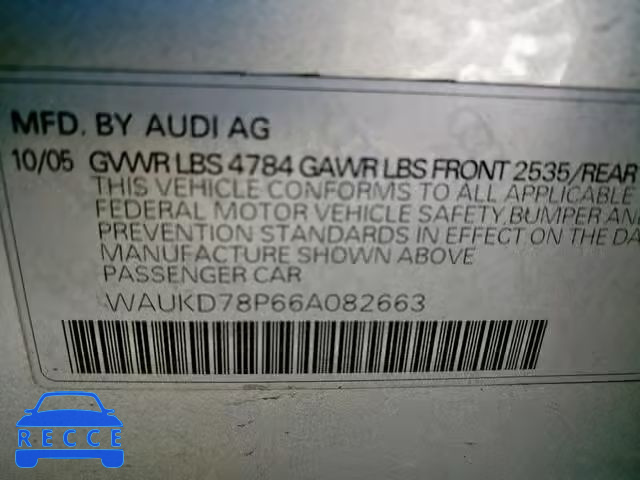 2006 AUDI A3 S-LINE WAUKD78P66A082663 image 9