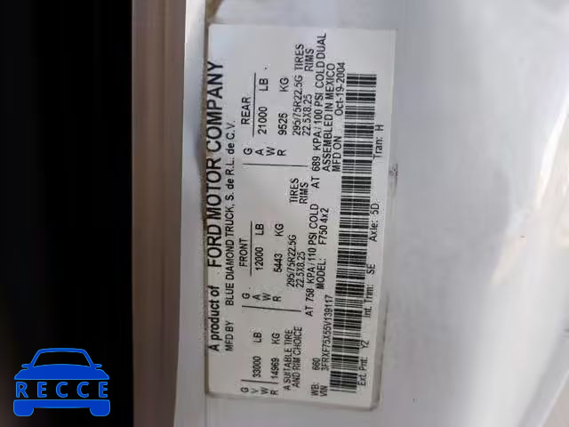 2005 FORD F750 SUPER 3FRXF75X55V139117 image 9