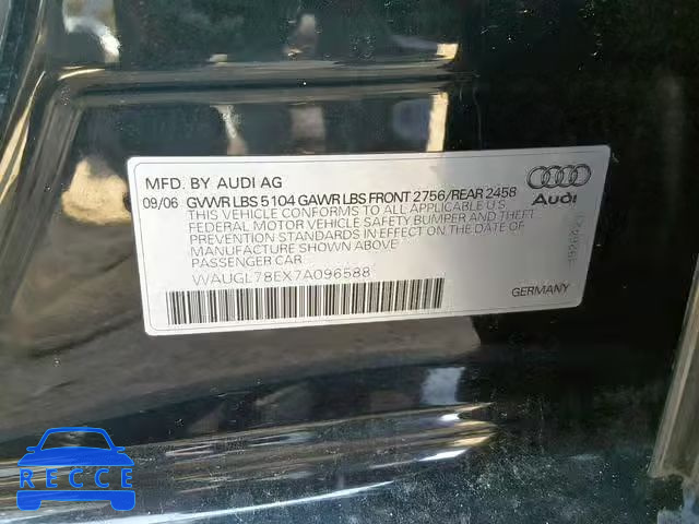 2007 AUDI NEW S4 QUA WAUGL78EX7A096588 зображення 9