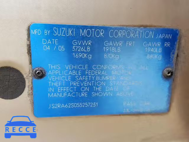 2005 SUZUKI AERIO S JS2RA62S055257231 image 9