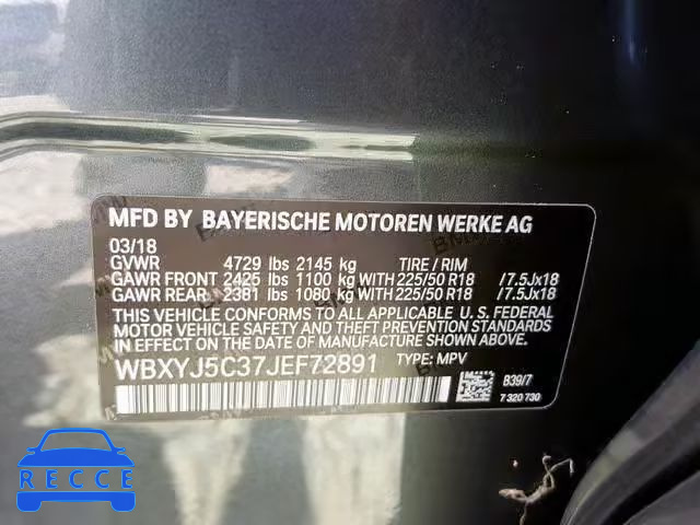 2018 BMW X2 XDRIVE2 WBXYJ5C37JEF72891 image 9