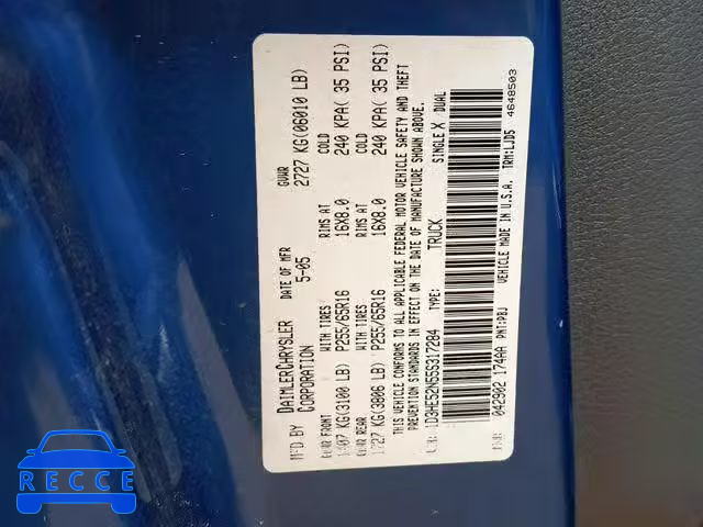 2005 DODGE DAKOTA LAR 1D3HE52N55S317284 image 9