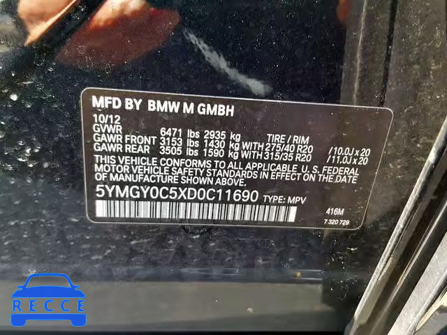 2013 BMW X5 M 5YMGY0C5XD0C11690 зображення 9