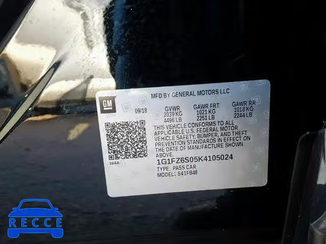 2019 CHEVROLET BOLT EV PR 1G1FZ6S05K4105024 image 9
