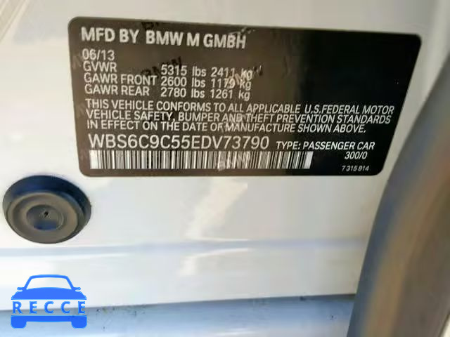 2014 BMW M6 GRAN CO WBS6C9C55EDV73790 image 9