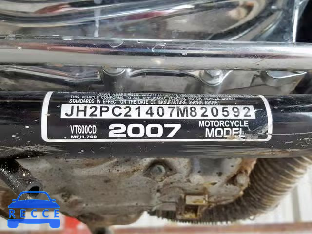 2007 HONDA VT600 CD JH2PC21407M820592 зображення 9