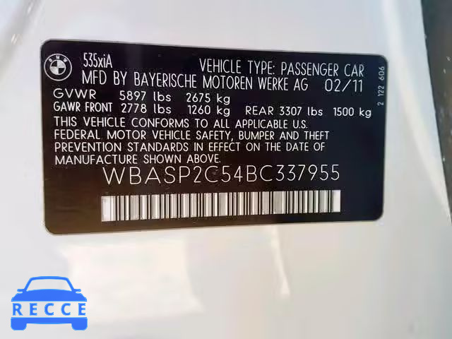 2011 BMW 535 XIGT WBASP2C54BC337955 image 9