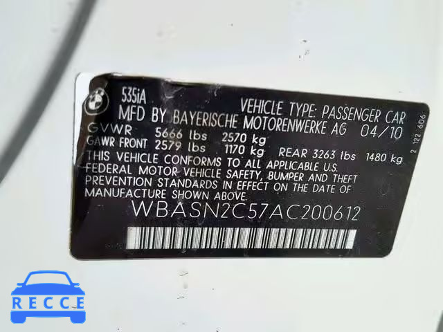 2010 BMW 535 GT WBASN2C57AC200612 зображення 9