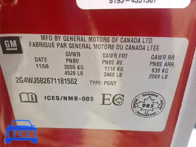 2007 BUICK ALLURE CXL 2G4WJ582671181562 зображення 9