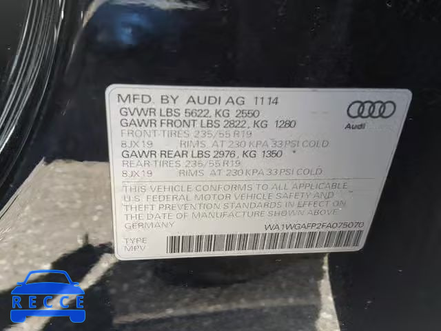 2015 AUDI Q5 PRESTIG WA1WGAFP2FA075070 image 9