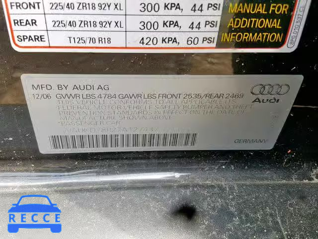 2007 AUDI A3 S-LINE WAUKD78P27A127437 зображення 9