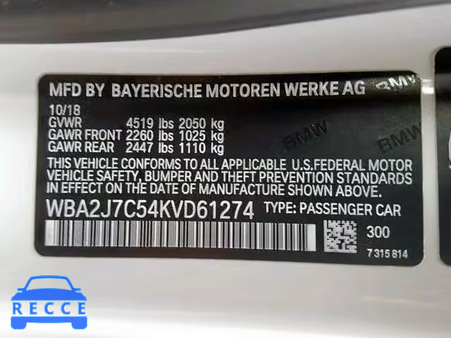 2019 BMW M240XI WBA2J7C54KVD61274 image 9