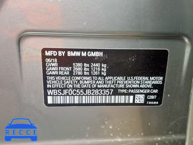 2018 BMW M5 WBSJF0C55JB283357 image 9
