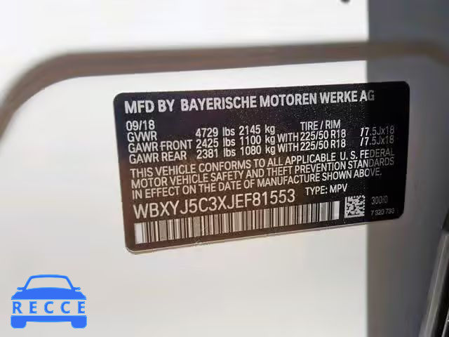 2018 BMW X2 XDRIVE2 WBXYJ5C3XJEF81553 image 9