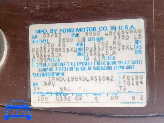 1983 FORD BRONCO U10 1FMDU15G9DLA51062 image 9