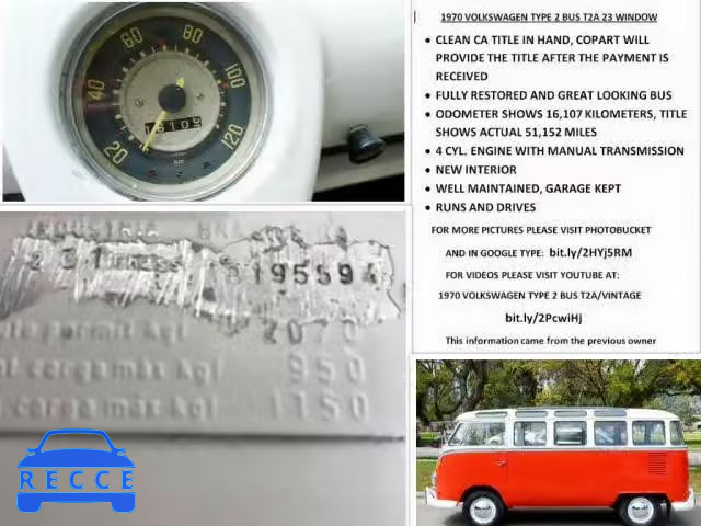 1970 VOLKSWAGEN BUS 231B195594 зображення 9