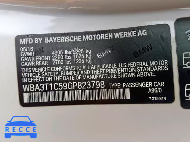 2016 BMW 428 XI SUL WBA3T1C59GP823798 image 9