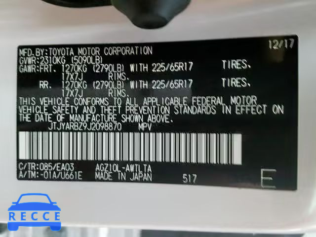 2018 LEXUS NX 300 JTJYARBZ9J2098870 image 9