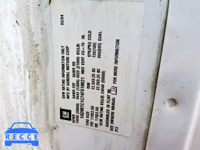 2004 GMC C7500 C7C0 1GDM7C1C74F519021 image 9