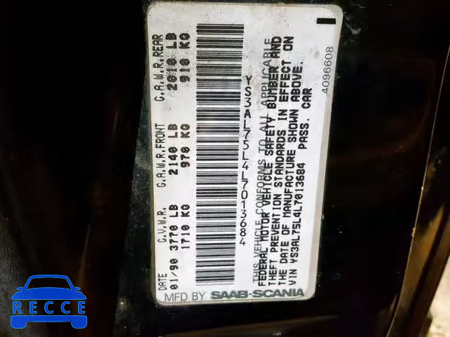 1990 SAAB 900 YS3AL75L4L7013684 Bild 9