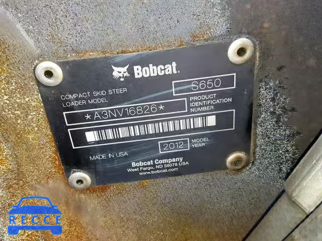2012 BOBCAT SKIDSTEER A3NV16826 image 9