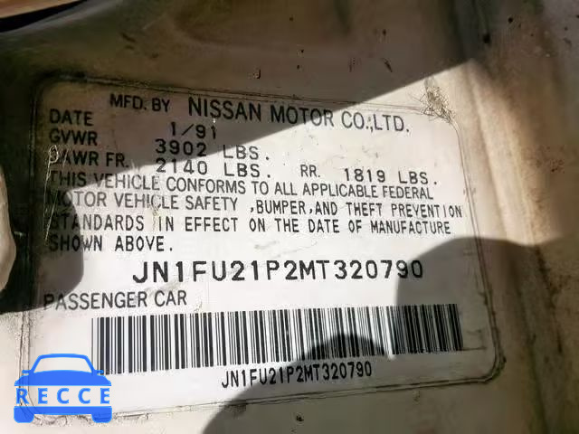 1991 NISSAN STANZA JN1FU21P2MT320790 image 9