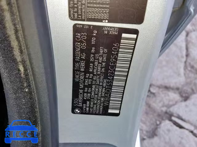 2003 BMW 530 I WBADT53423CE95406 image 9