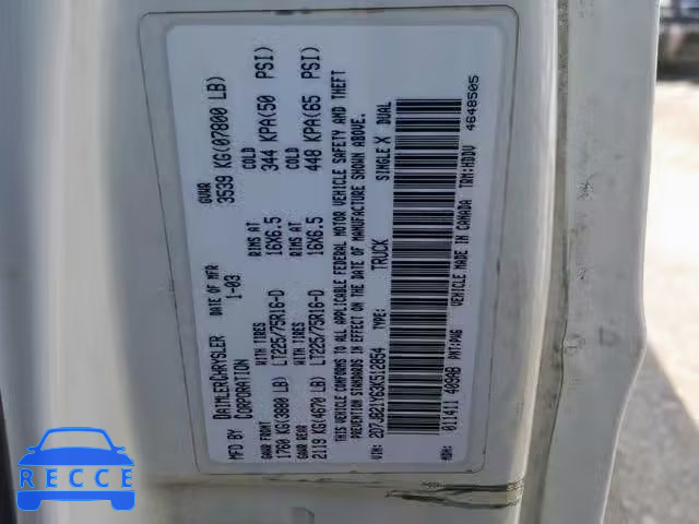 2003 DODGE RAM VAN B2 2D7JB21Y63K512854 image 9