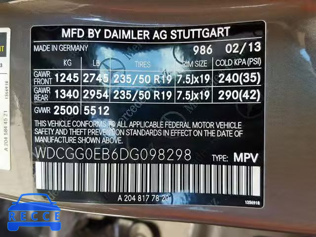 2013 MERCEDES-BENZ GLK 250 BL WDCGG0EB6DG098298 image 9
