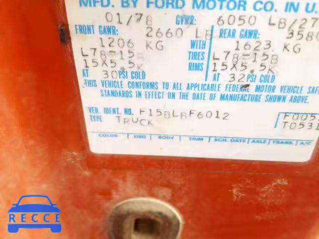 1978 FORD F-150 F15BLBF6012 Bild 9