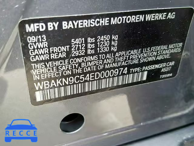 2014 BMW 550 I WBAKN9C54ED000974 image 9