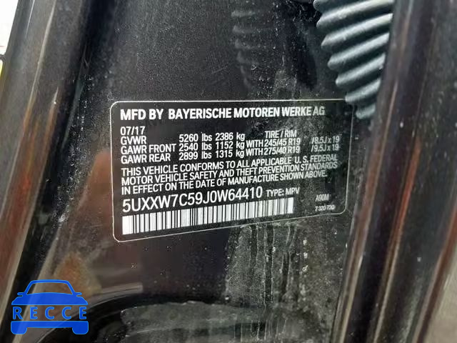 2018 BMW X4 XDRIVEM 5UXXW7C59J0W64410 зображення 9