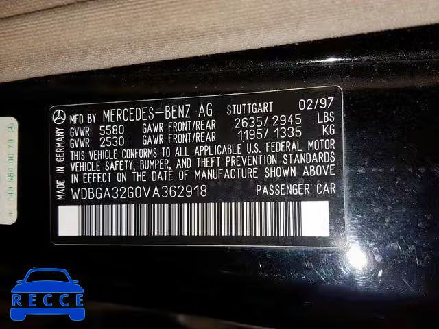1997 MERCEDES-BENZ S 320W WDBGA32G0VA362918 image 9