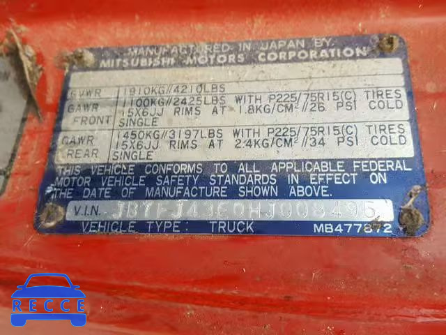 1987 DODGE RAIDER JB7FJ43E0HJ008496 зображення 9