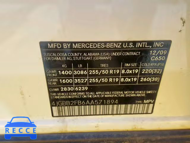 2010 MERCEDES-BENZ ML 350 BLU 4JGBB2FB6AA571894 image 9