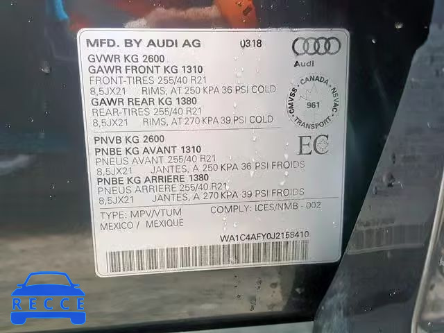 2018 AUDI SQ5 PRESTI WA1C4AFY0J2158410 image 9