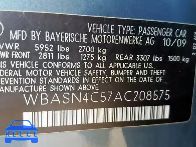 2010 BMW 550 GT WBASN4C57AC208575 зображення 9