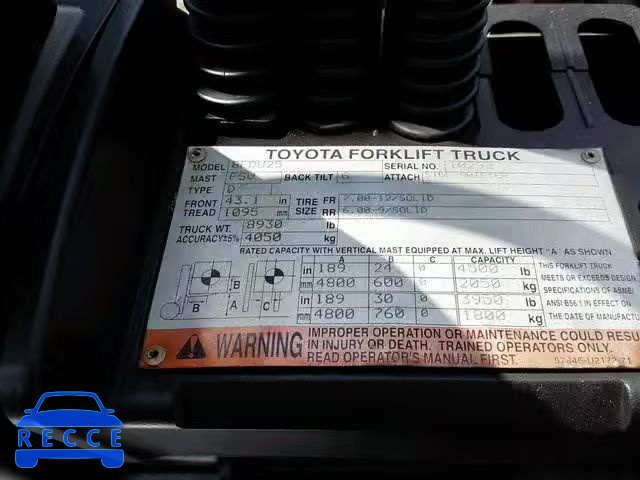 2007 TOYOTA FORKLIFT 10292 зображення 9