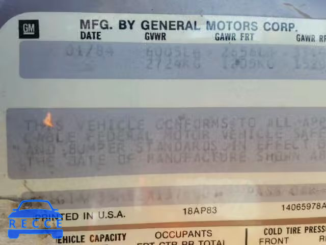 1984 CHEVROLET CAPRICE CL 1G1AN35H5EX137660 image 9