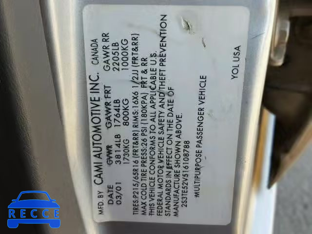 2001 SUZUKI VITARA JS 2S3TE52V516108788 image 9