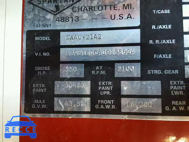 1988 SPARTAN MOTORS FIRETRUCK 159BT0D04JC185624 image 9
