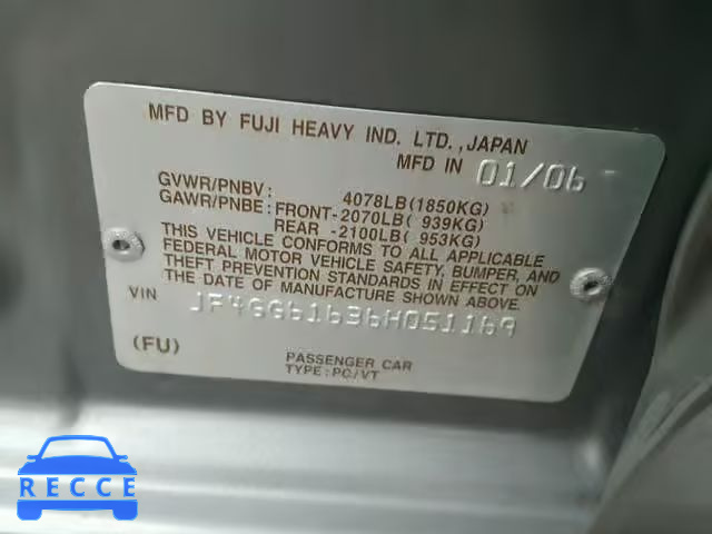 2006 SAAB 9-2 2.5I JF4GG61636H051169 image 9