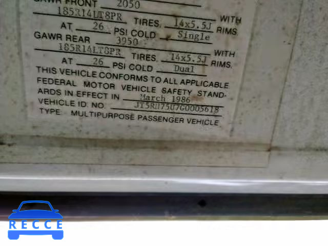 1986 TOYOTA PICKUP CAB JT5RN75U7G0005618 image 9