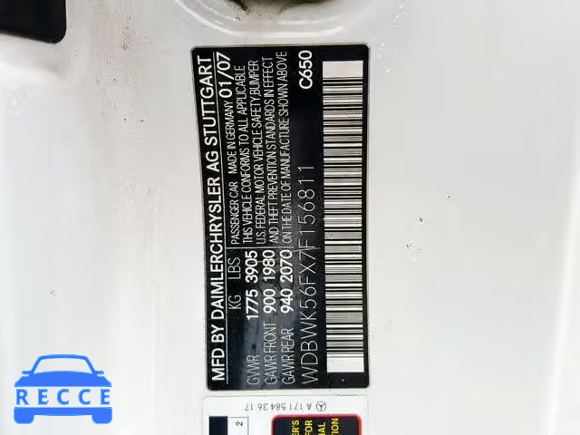 2007 MERCEDES-BENZ SLK 350 WDBWK56FX7F156811 image 9