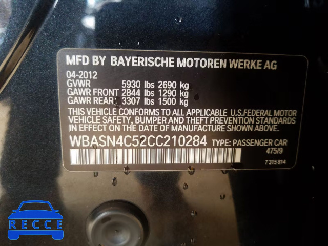 2012 BMW 550 IGT WBASN4C52CC210284 зображення 9