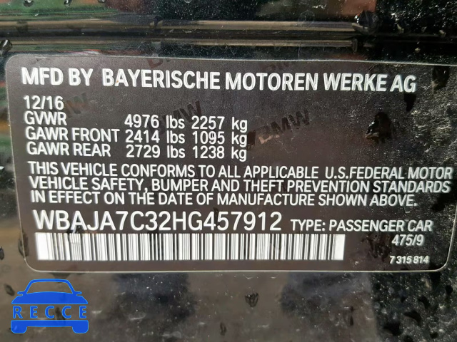 2017 BMW 530 XI WBAJA7C32HG457912 image 9
