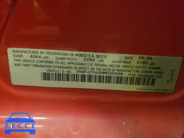 2009 VOLKSWAGEN GLI AUTOBA 3VWFJ71K09M032938 зображення 9
