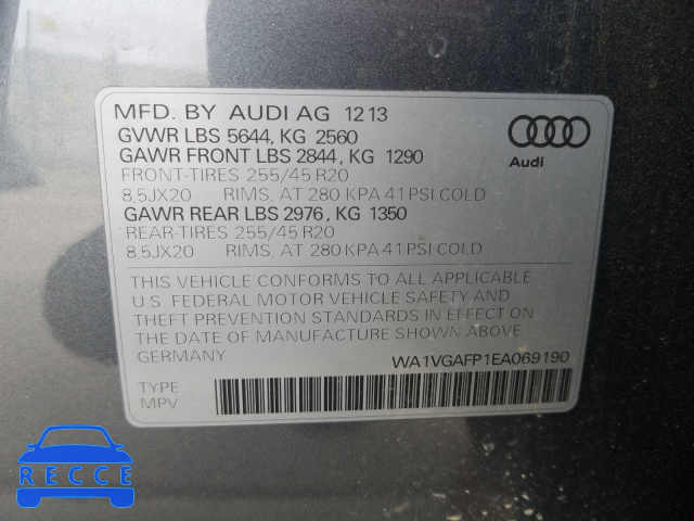 2014 AUDI SQ5 PRESTI WA1VGAFP1EA069190 зображення 9