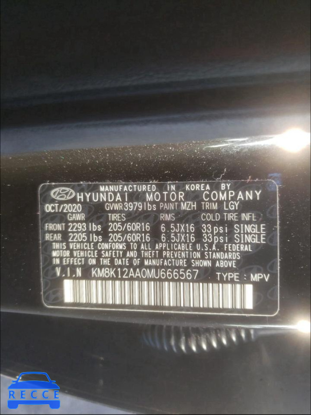 2021 HYUNDAI KONA SE KM8K12AA0MU666567 image 9