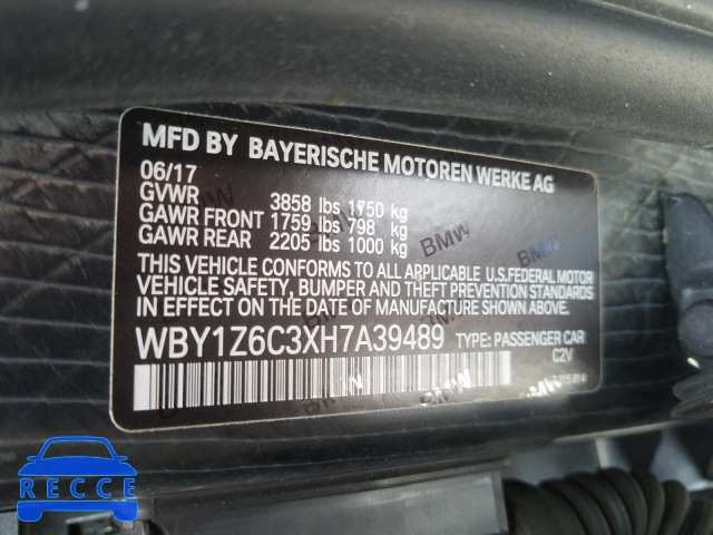2017 BMW I3 BEV WBY1Z6C3XH7A39489 зображення 9